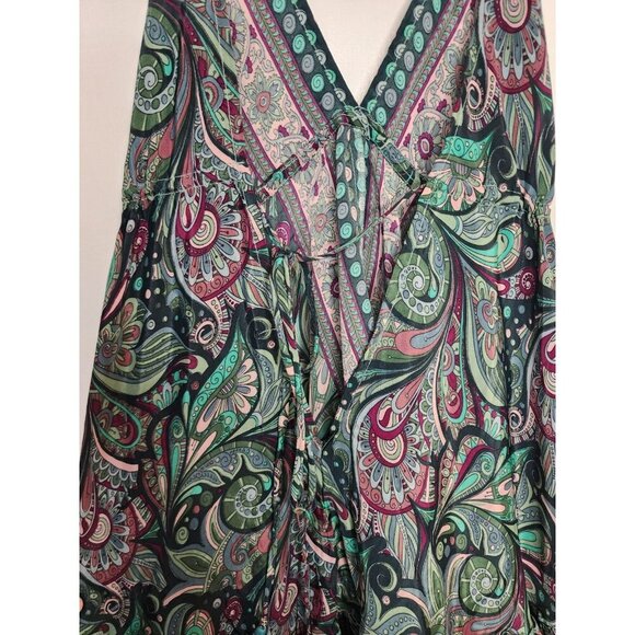 Vanessindia One Size Silk Blend Floral Paisley Print Halter Top Made In India - Picture 5 of 7
